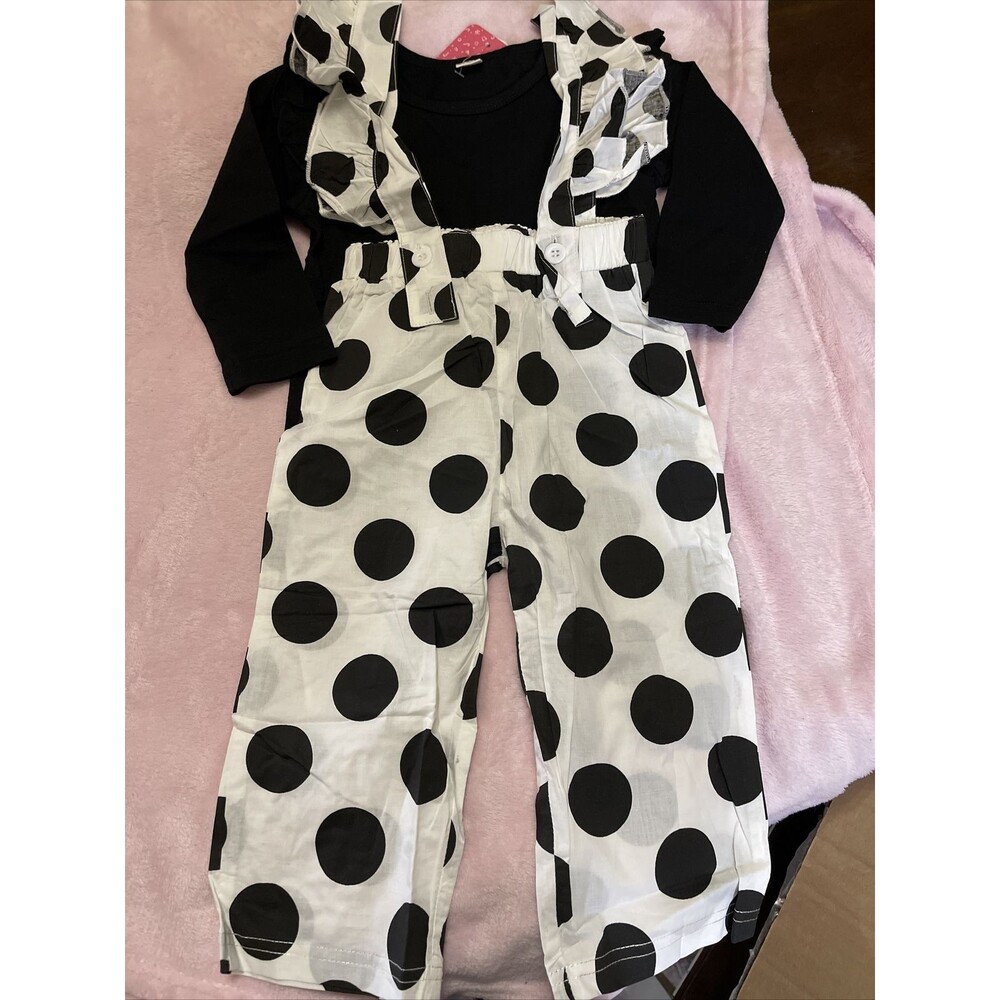 (P1) Brand New PatPat 18-24m White And Black Polka dot Outfit